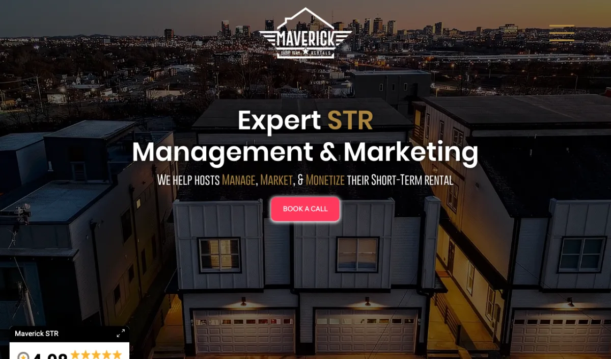 Maverick STR homepage — boutique managed revenue management for short-term rental operators
